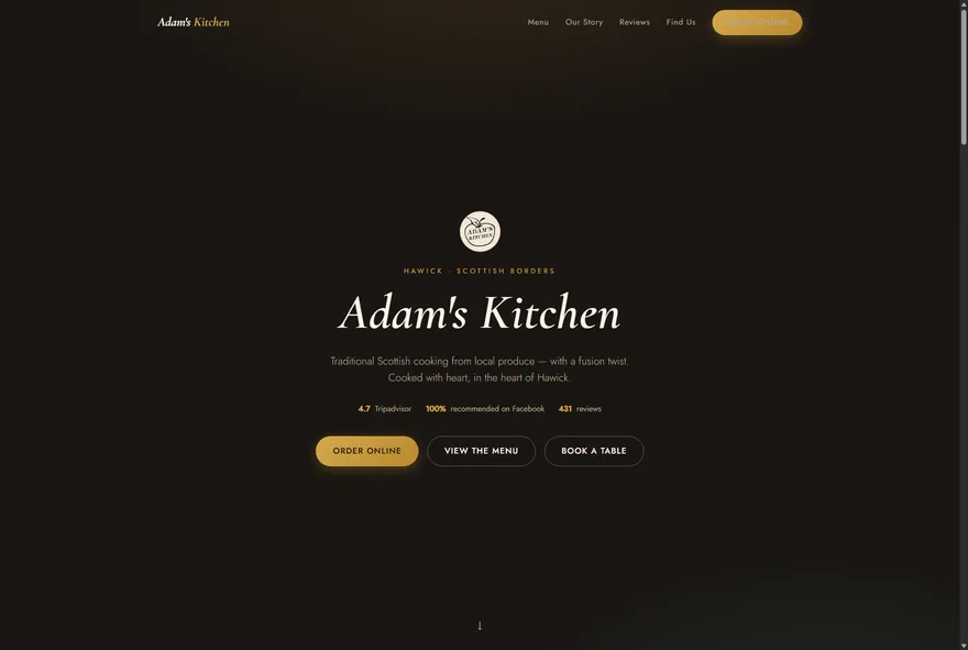 Adam's Kitchen — commission-free online ordering app built by Cheviot Web Studio